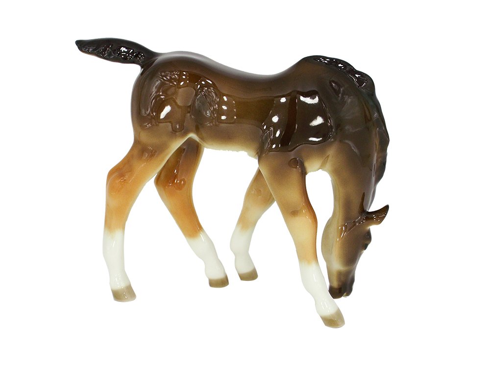 Horse Pasturing Drinking Chestnut Colt Lomonosov Porcelain Collectible Figurine