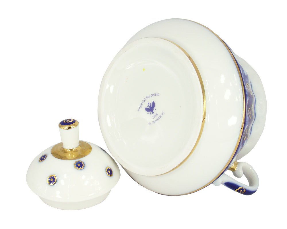Lomonosov Porcelain Sugar Bowl Orthodox Domes Church Bells 10 oz/300 ml