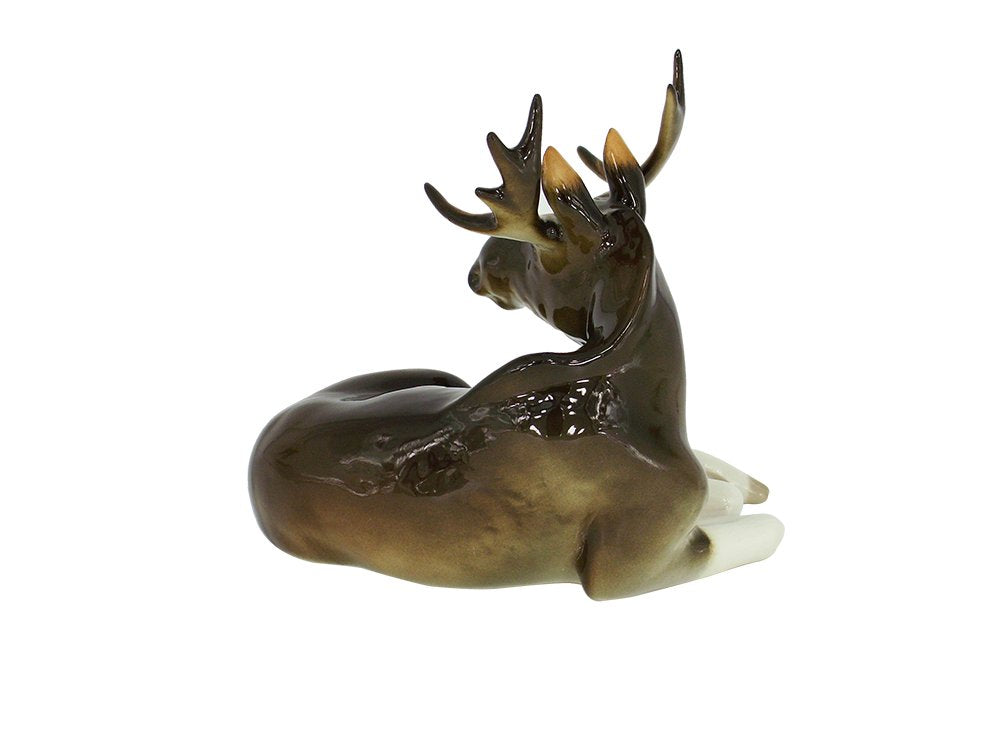 Young Moose Relaxing Lomonosov Porcelain Collectible Figurine