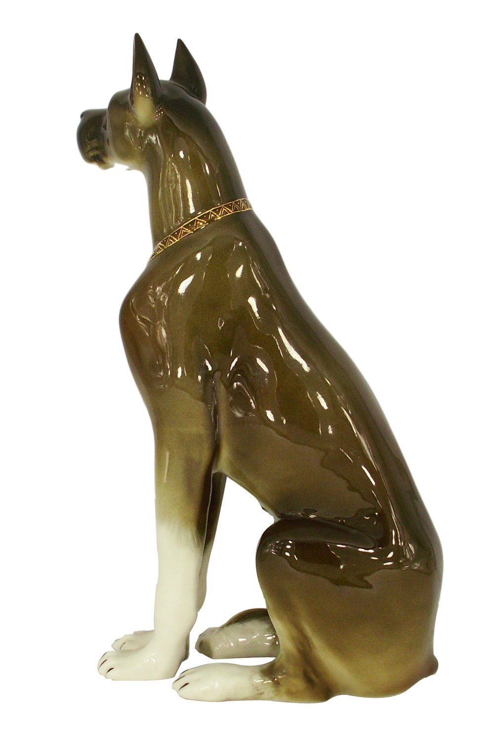 Great Dane Dog Sitting Brown Colored Lomonosov Figurine
