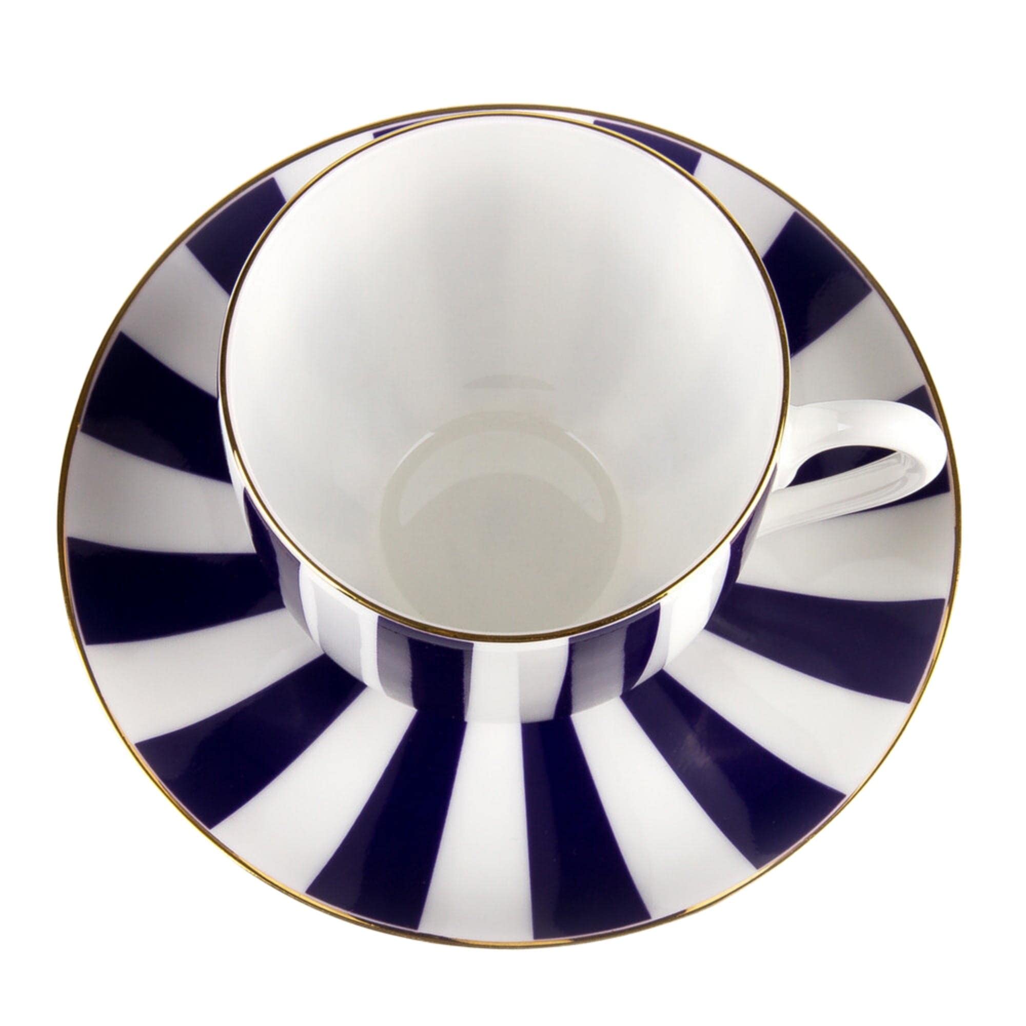 Lomonosov Porcelain Bone China Tea/Coffee Cup and Saucer Cobalt Blue Yes and No 6 oz/180 ml