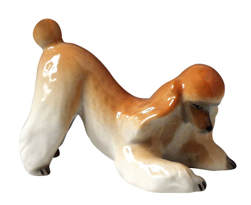 Poodle Playing Apricot Colored Lomonosov Porcelain Collectible Figurine