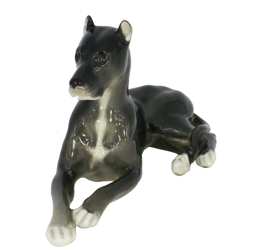 Great Dane Dog Black Lomonosov Porcelain Collectible Figurine