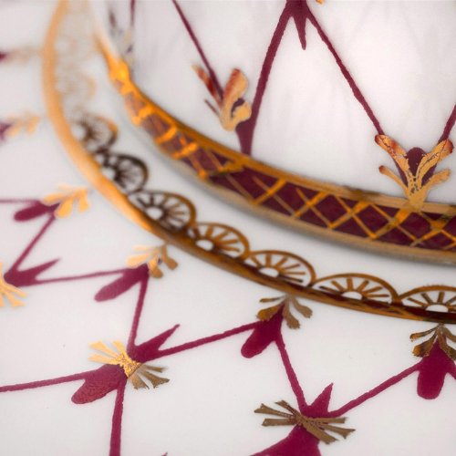 Imperial / Lomonosov Porcelain 'Net-Blues' Mug w/ Saucer