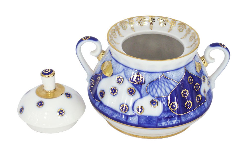 Lomonosov Porcelain Sugar Bowl Orthodox Domes Church Bells 10 oz/300 ml
