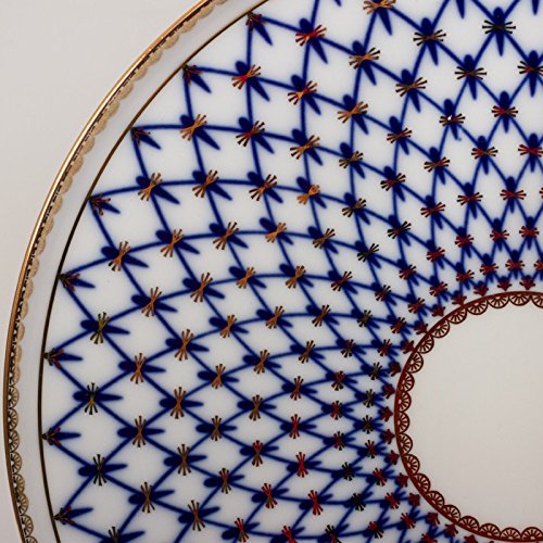 Imperial/Lomonosov Porcelain Cake Platter Round 'Cobalt Net'