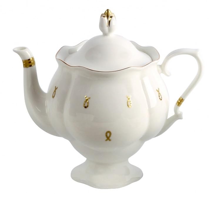 Lomonosov Imperial Porcelain Bone China Coffee Pot Natasha Eyelets 21.3oz/630mll