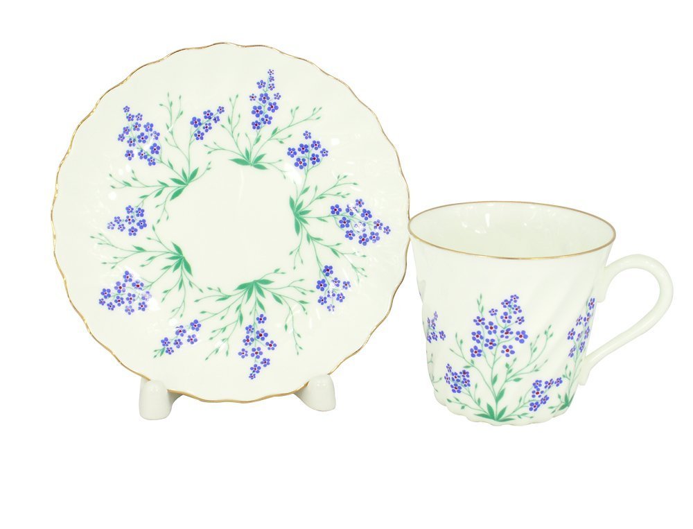 Lomonosov Porcelain Bone China Twist Tea/Coffee Cup and Saucer Brook 5.24 fl.oz/155ml