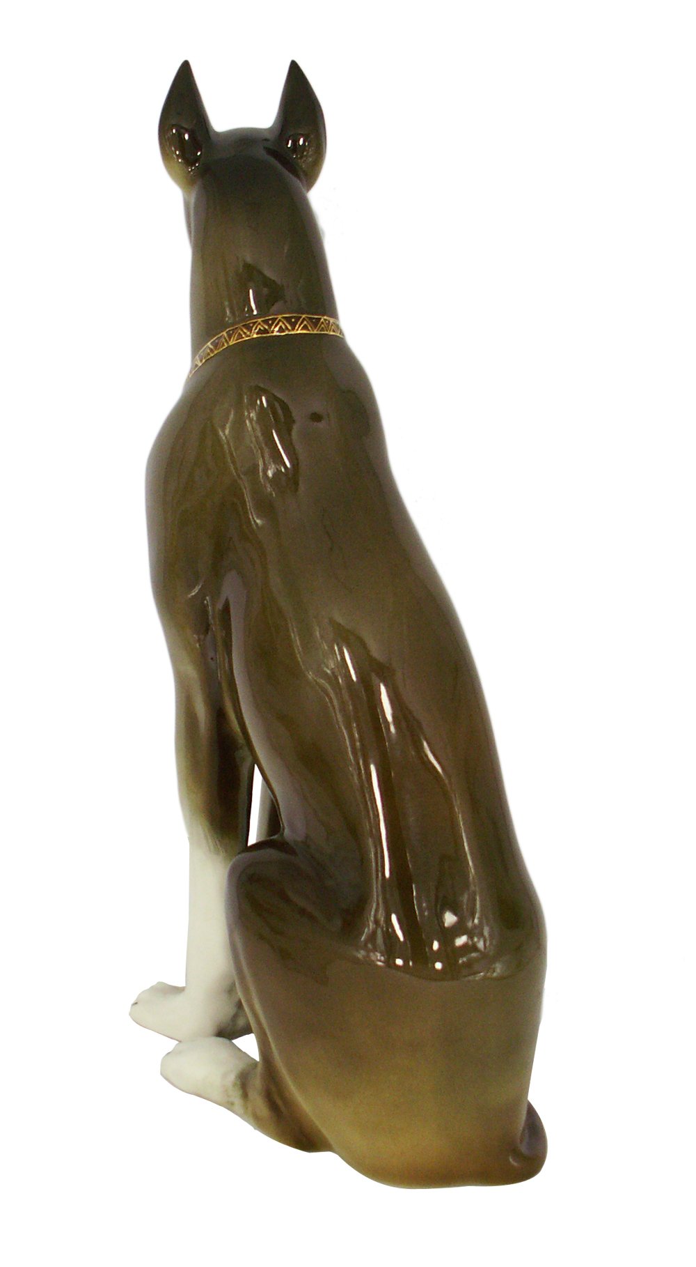 Great Dane Dog Sitting Brown Colored Lomonosov Figurine
