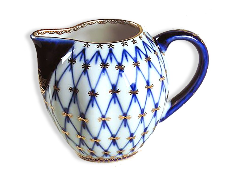 Lomonosov Porcelain Cobalt Net Small Creamer 2 3/4 Inch