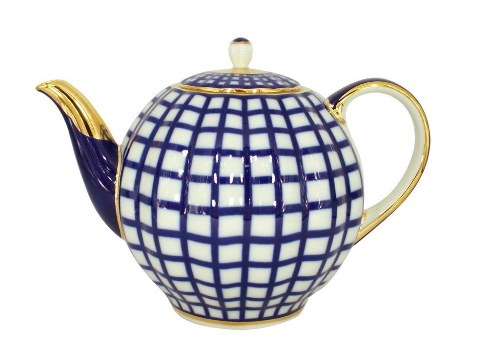 RARE Big Lomonosov Porcelain Large Tea Pot 68 oz/2000 ml Cobalt Cell