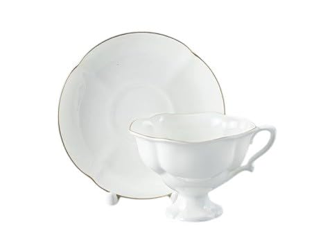 Lomonosov Imperial Bone China Porcelain Tea Set 3pc Cup, Saucer and Dessert Plate Natasha Golden Edge Wedding 7.44 fl.oz/220 ml