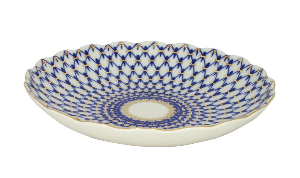 Lomonosov Porcelain Сookie Biscuit Pastry Cake Dish Cobalt Net 8.5"