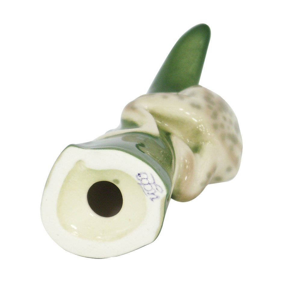 Green Frog on Reed Leaf Lomonosov Porcelain Collectible Figurine