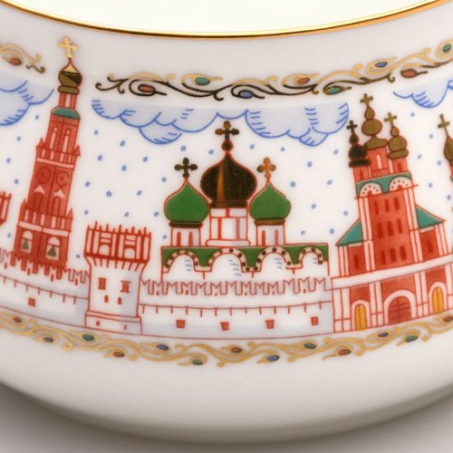 Imperial / Lomonosov Porcelain 'Gold-Domed Moscow' Teacup w/ Saucer