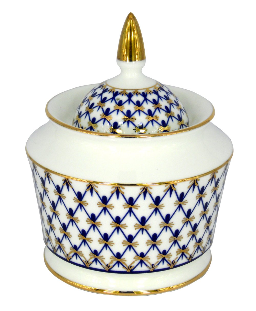 Lomonosov Porcelain Sugar Bowl Yulia Cobalt Net 10.5 oz/310 ml