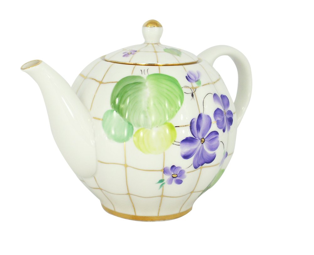 Lomonosov Porcelain Teapot Tulip Forest Violets 20 oz/600 ml