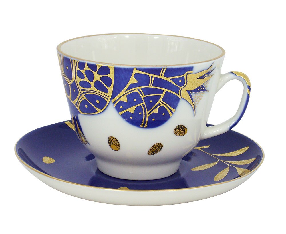 Lomonosov Porcelain Tea Set 2pc Cup and Saucer Golden Pomegranate 11.8 oz/350 ml