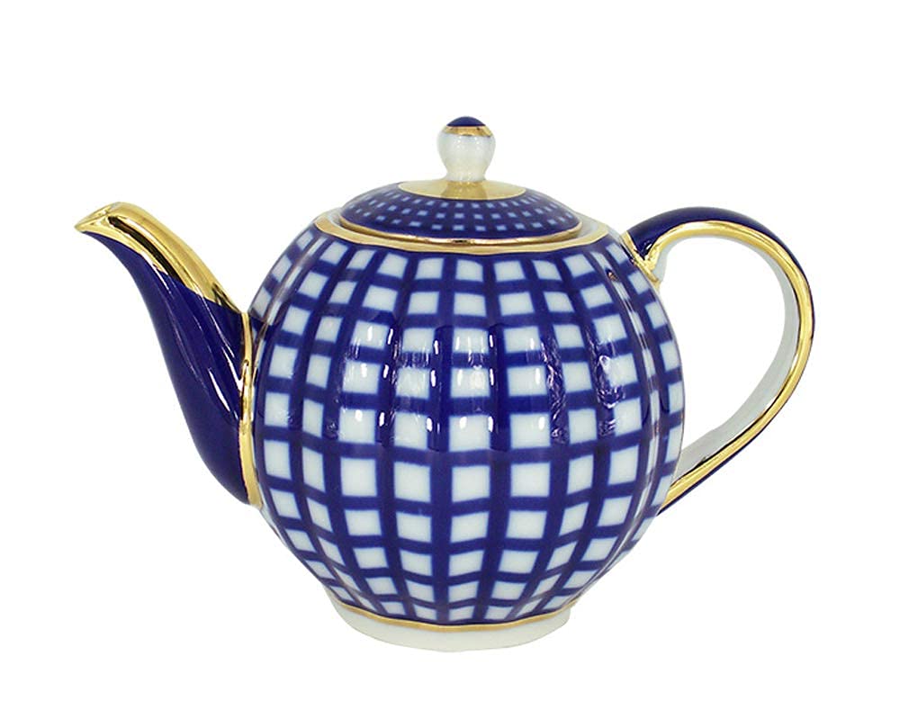 Lomonosov Porcelain 3 Cups Tea Pot 20 oz/600 ml Cobalt Cell