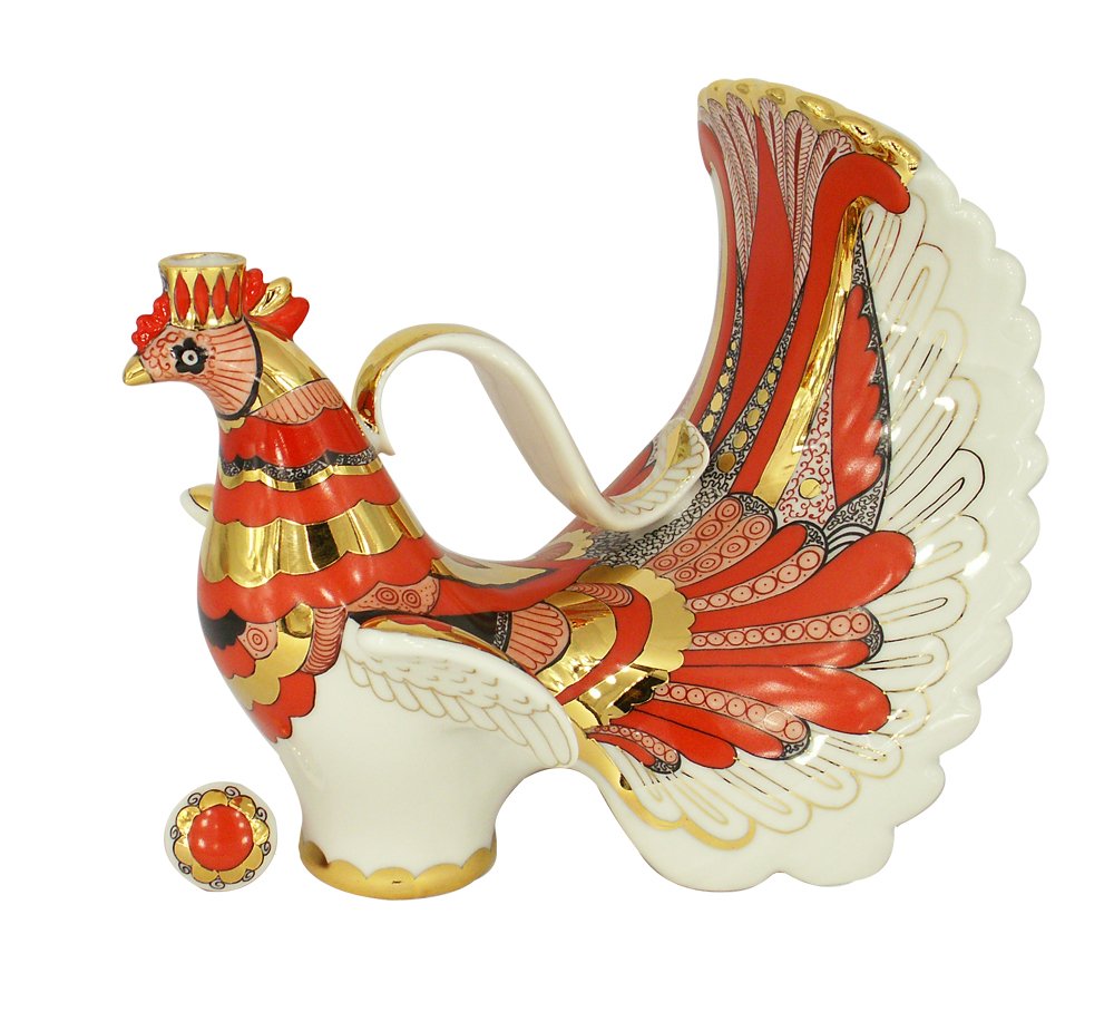 Lomonosov Porcelain Wine Decanter Red Firebird 27 fl.oz/800 ml