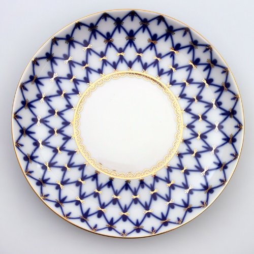 Imperial / Lomonosov Porcelain 'Cobalt Net' Teacup w/ Saucer