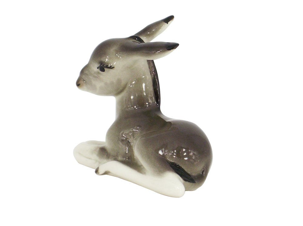 Donkey Gray Lying Lomonosov Porcelain Collectible Figurine