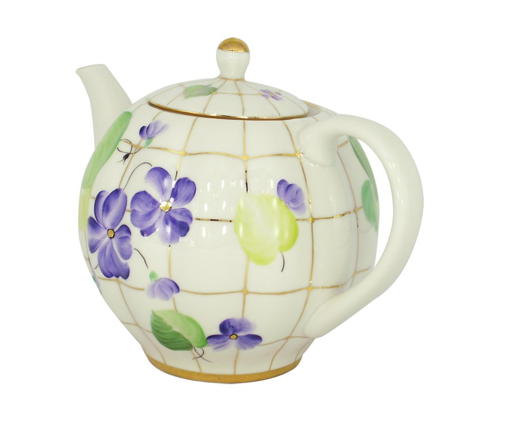 Lomonosov Porcelain Teapot Tulip Forest Violets 20 oz/600 ml