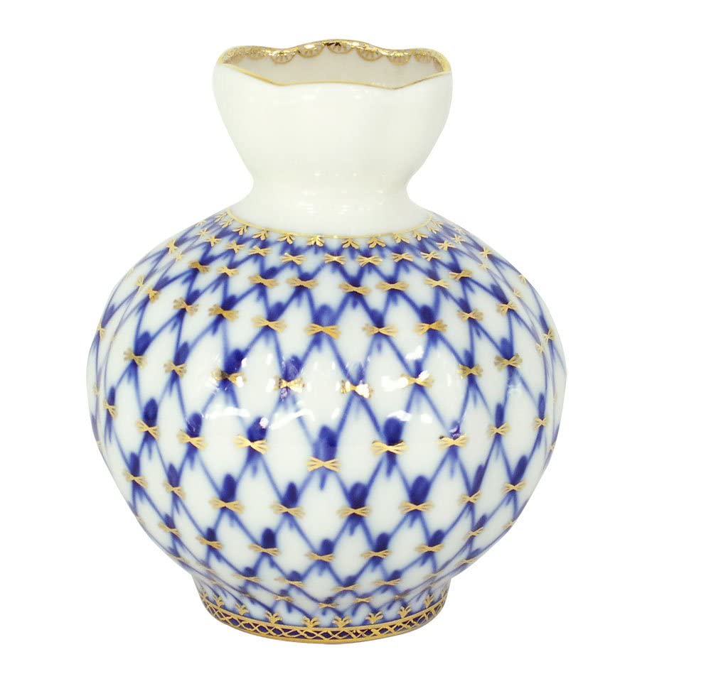 Lomonosov Porcelain Flower Vase Tulip Cobalt Net