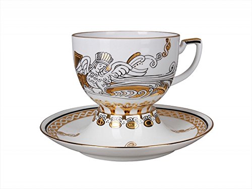 Lomonosov Imperial Porcelain Tea Set 2 pc Cup and Saucer Andante Russian Modern 10.8 oz/320 ml