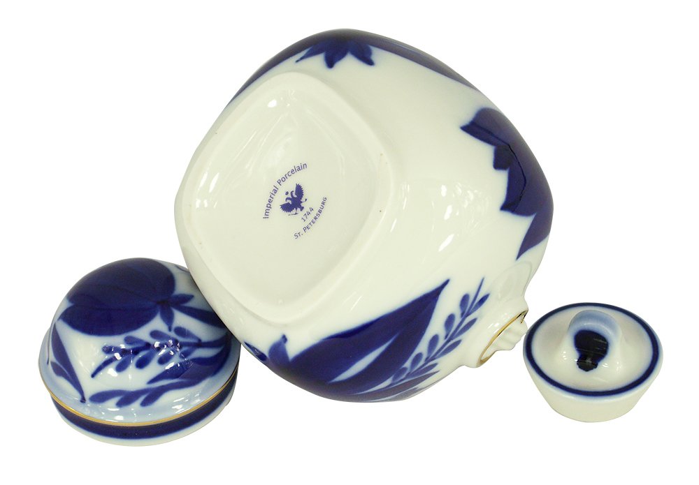 Lomonosov Porcelain Tea Caddy Cobalt Bell