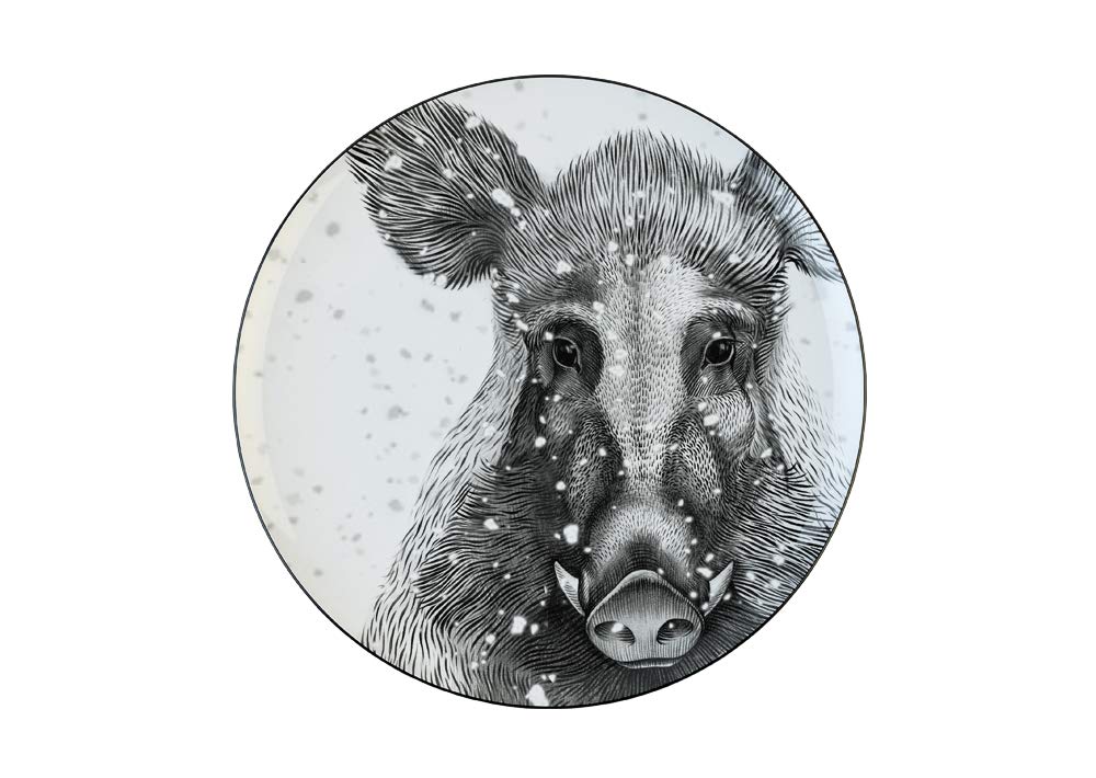 Lomonosov Porcelain Decorative Wall Plate Totem Animal Wild Boar 9.1"/230 mm