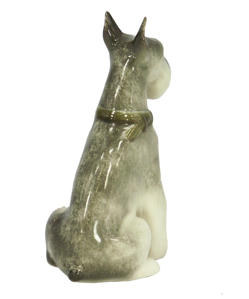 Schnauzer Miniature Sitting Dog Lomonosov Porcelain Collectible Figurine