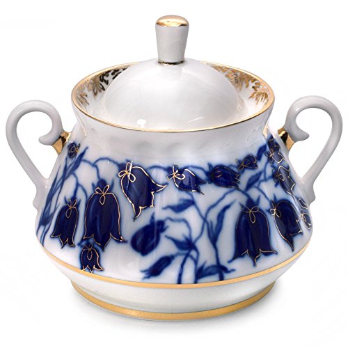 Lomonosov Porcelain Sugar Bowl Blue Bells 10 oz/300 ml