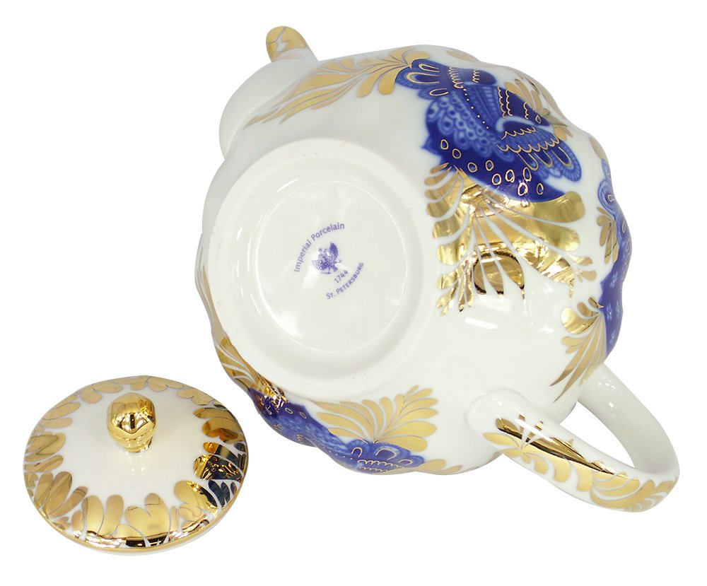 Lomonosov Porcelain Teapot Tulip Golden Garden 3 Cups 20 oz/600 ml