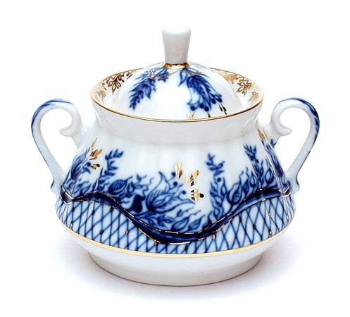 Lomonosov Porcelain Tea Set 6/20 Tenderness: Tea Pot, Sugar Bowl and 6 Cups with Saucers and Cake Plates