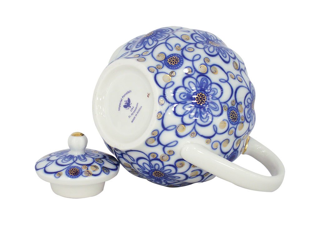 Lomonosov Porcelain Teapot Tulip Bindweed 3 Cups 20 oz/600 ml