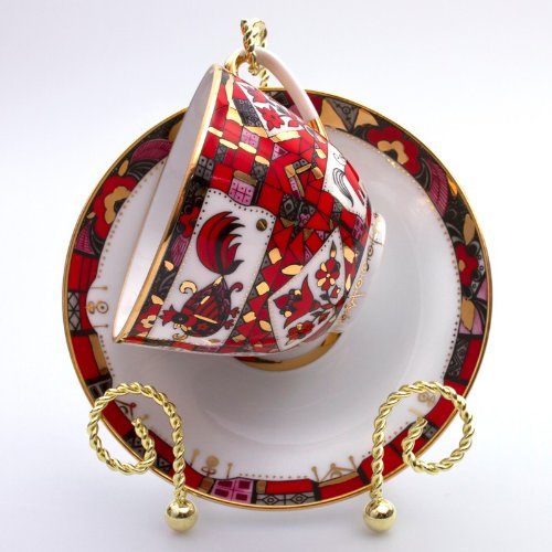 Imperial / Lomonosov Porcelain 'Red Steed' Teacup w/ Saucer