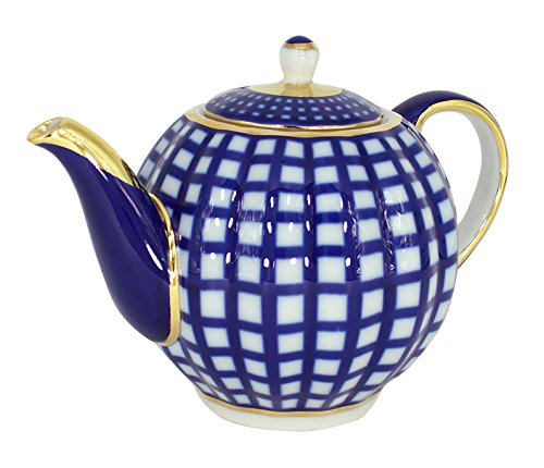 Lomonosov Porcelain Large Tea Pot 68 oz/2000 ml Cobalt Cell