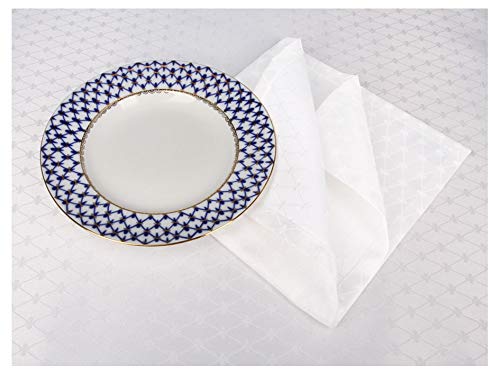 Lomonosov Porcelain Imperial Set 6 Cloth Napkins Cobalt Net 17.7"x17.7" White