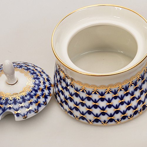Imperial / Lomonosov Porcelain Sauce Jar 'Cobalt Net'