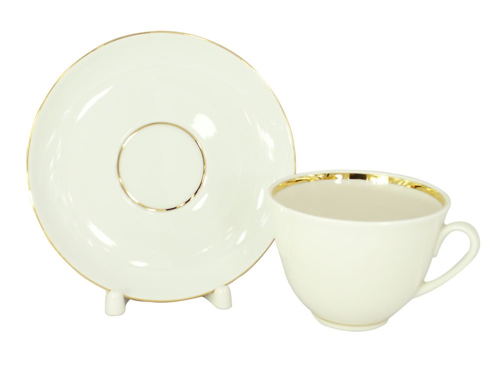 Lomonosov Imperial Porcelain Tea Set 2pc Cup and Saucer Snow White Spring 7.8 oz/230 ml