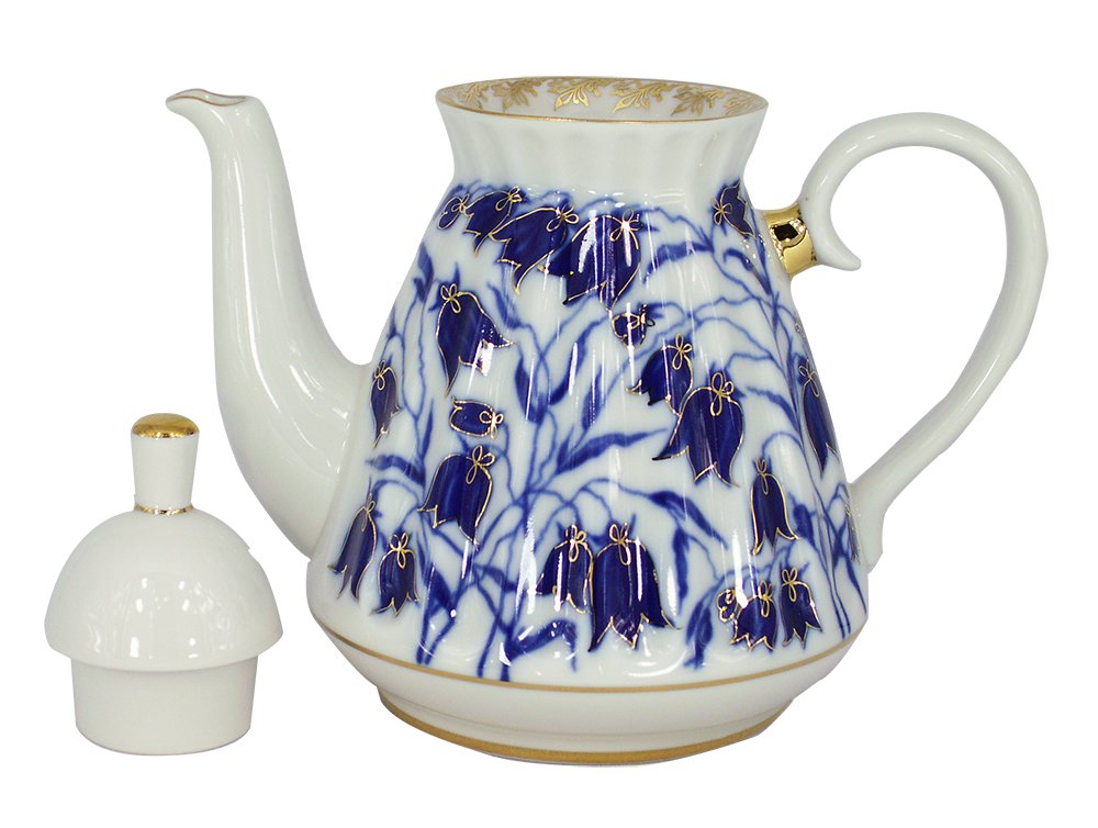 Lomonosov Porcelain 5 Cups Tea Pot 25 ounces/750 mililiter Blue Bells