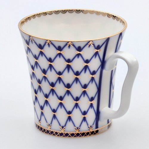 Imperial / Lomonosov Porcelain 'Cobalt Net' Teacup w/ Saucer