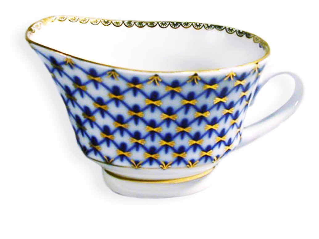 Lomonosov Porcelain Cobalt Net Gravy Boat 7 oz