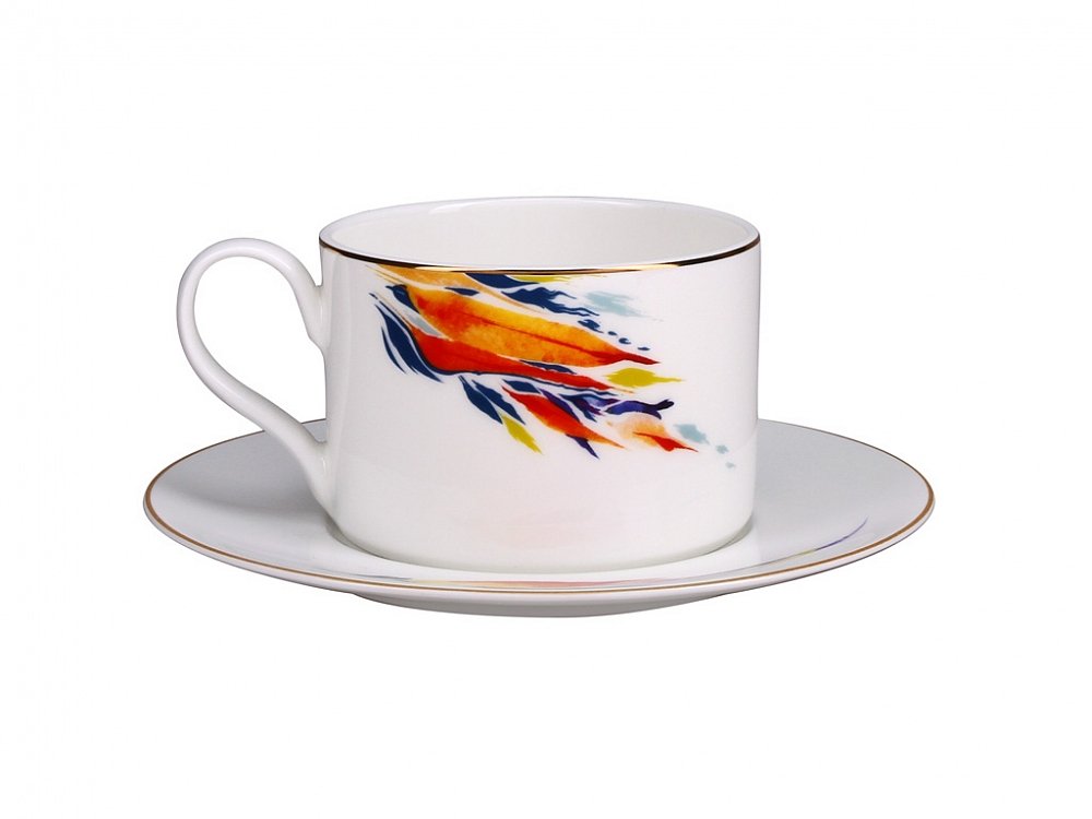 Lomonosov Porcelain Tea Cup Premium Flame Flower (1) 9.1oz/270 ml