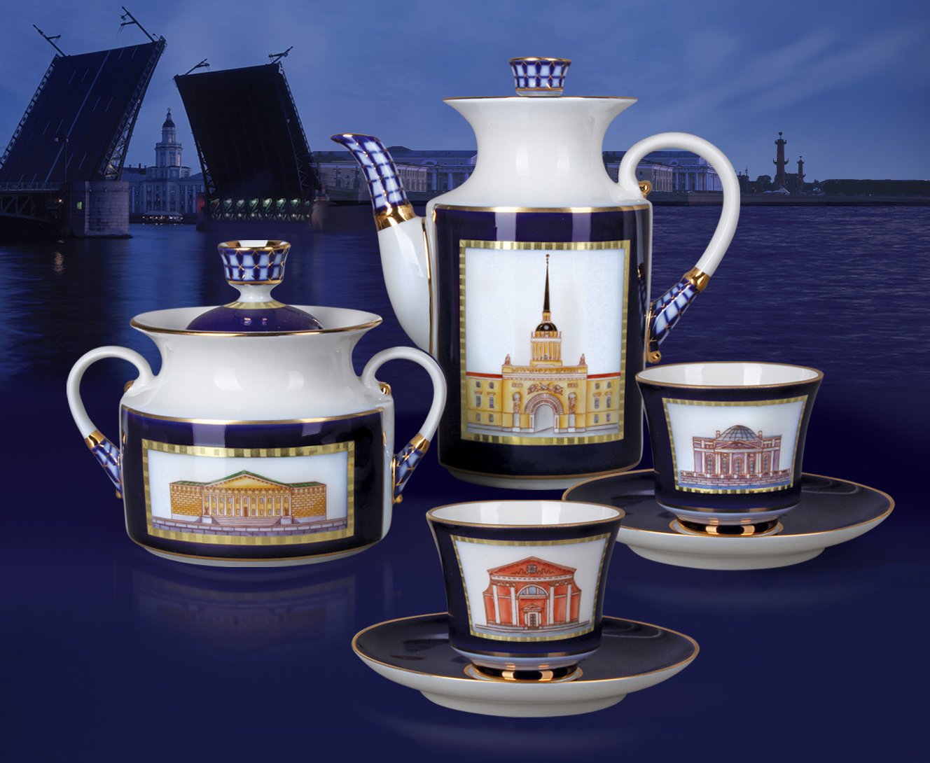 Lomonosov Imperial Porcelain Coffee Pot Classics of Petersburg 37 oz/1090 ml