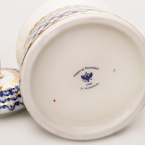 Imperial / Lomonosov Porcelain Sauce Jar 'Cobalt Net'