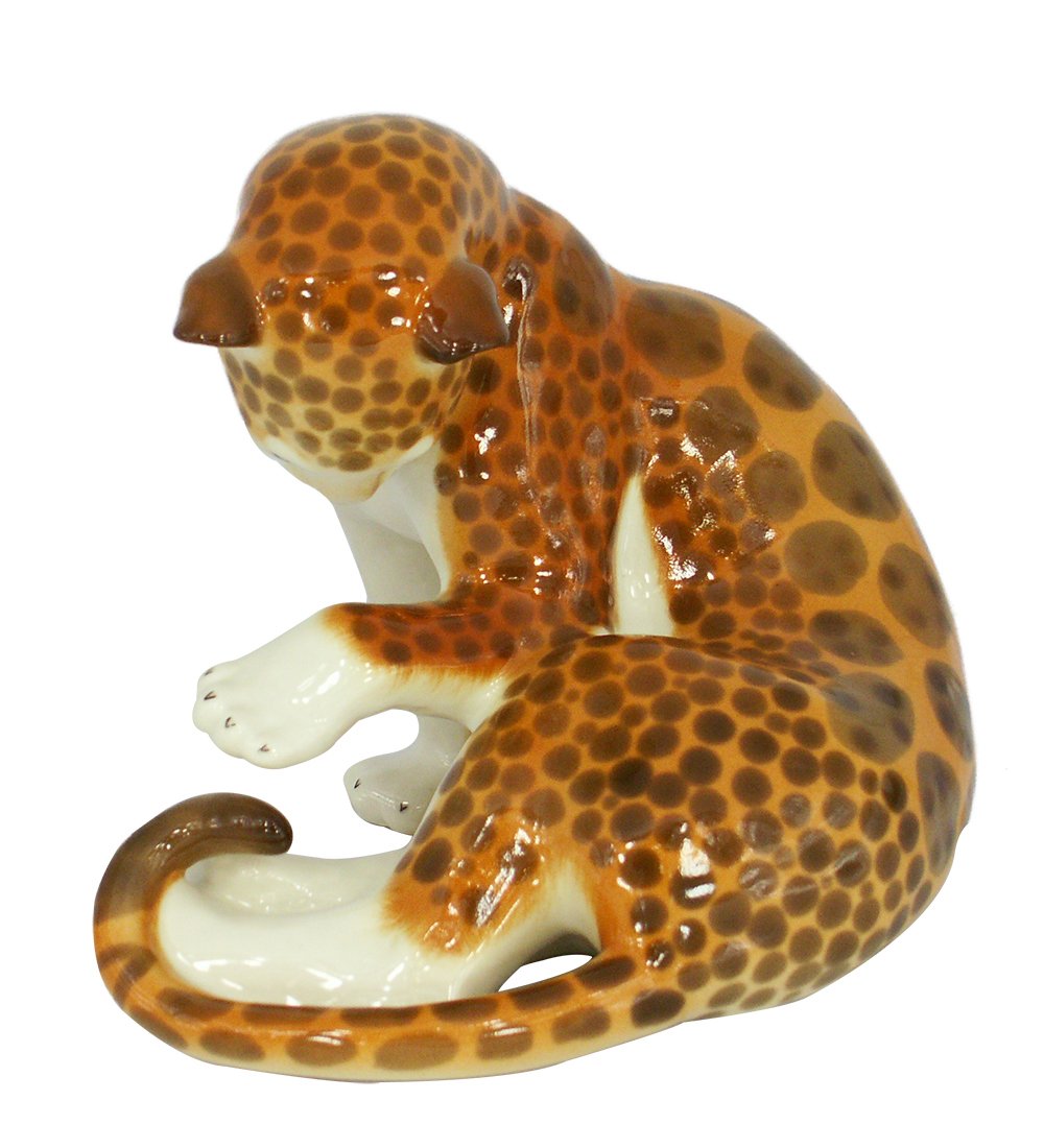 Cheetah Leopard Panther Lomonosov Porcelain Collectible Figurine