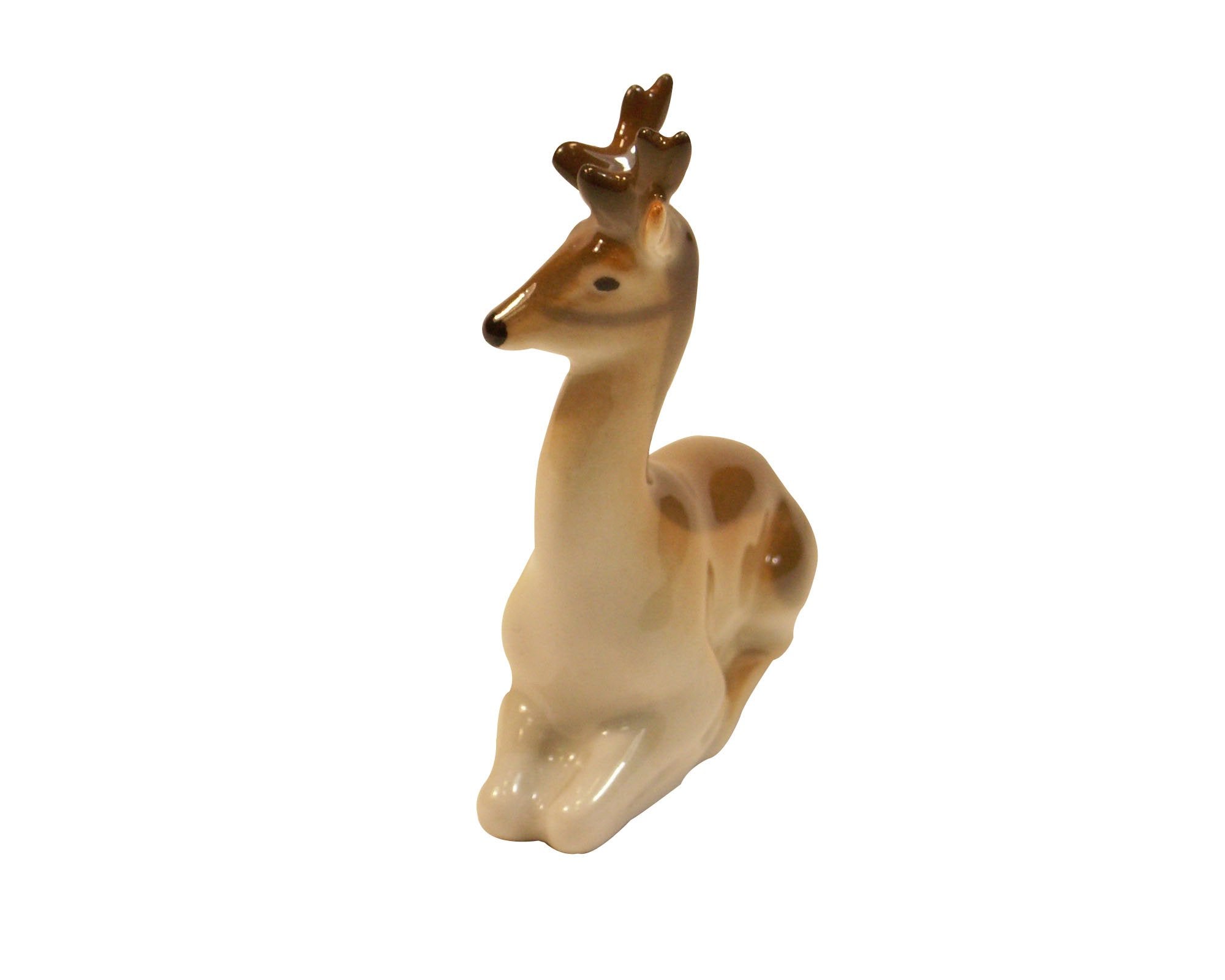 Deer Recumbent Tiny Lomonosov Porcelain Collectible Figurine