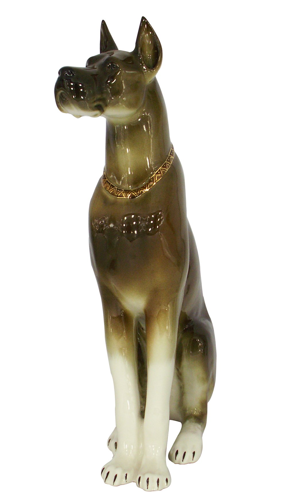 Great Dane Dog Sitting Brown Colored Lomonosov Figurine